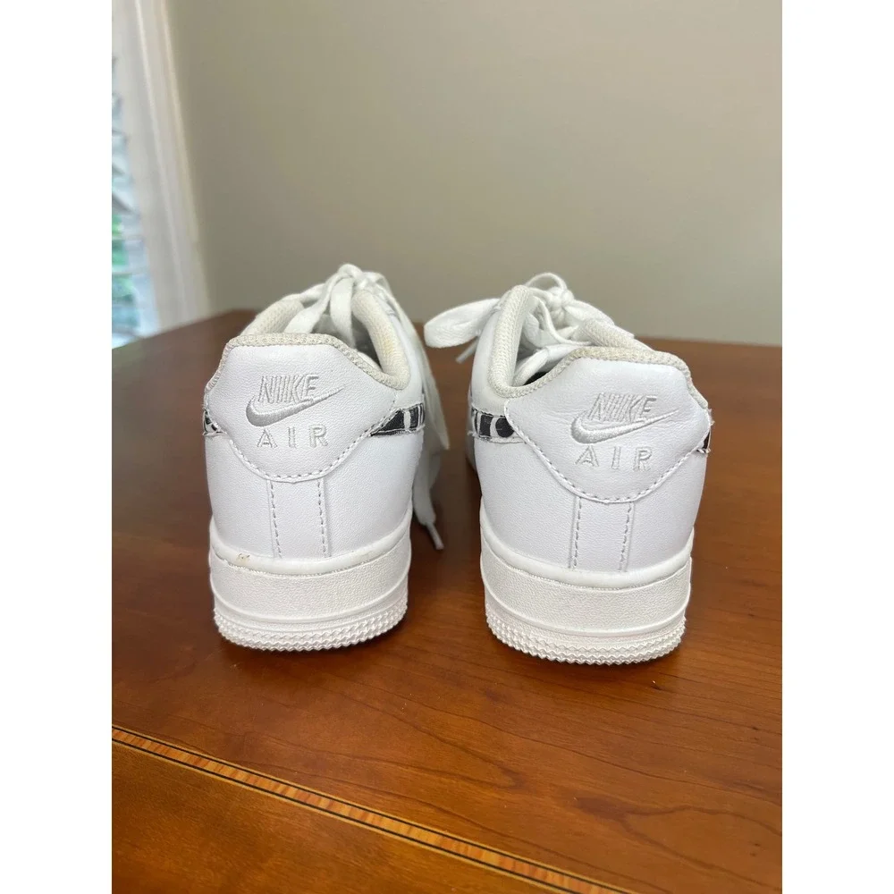 Nike Air Force 1 Low‎ Custom Cow Print White Black Sneakers 315115-112 Womens 7